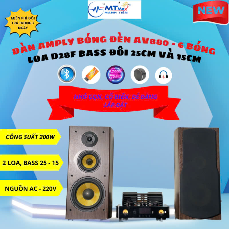 Dàn Amply Bóng Đèn AV880 Và Loa D28F Bass Đôi - Sự Kết Hợp Hoàn Hảo Cho Âm Thanh Chân Thực. HÀNG CHÍNH HÃNG