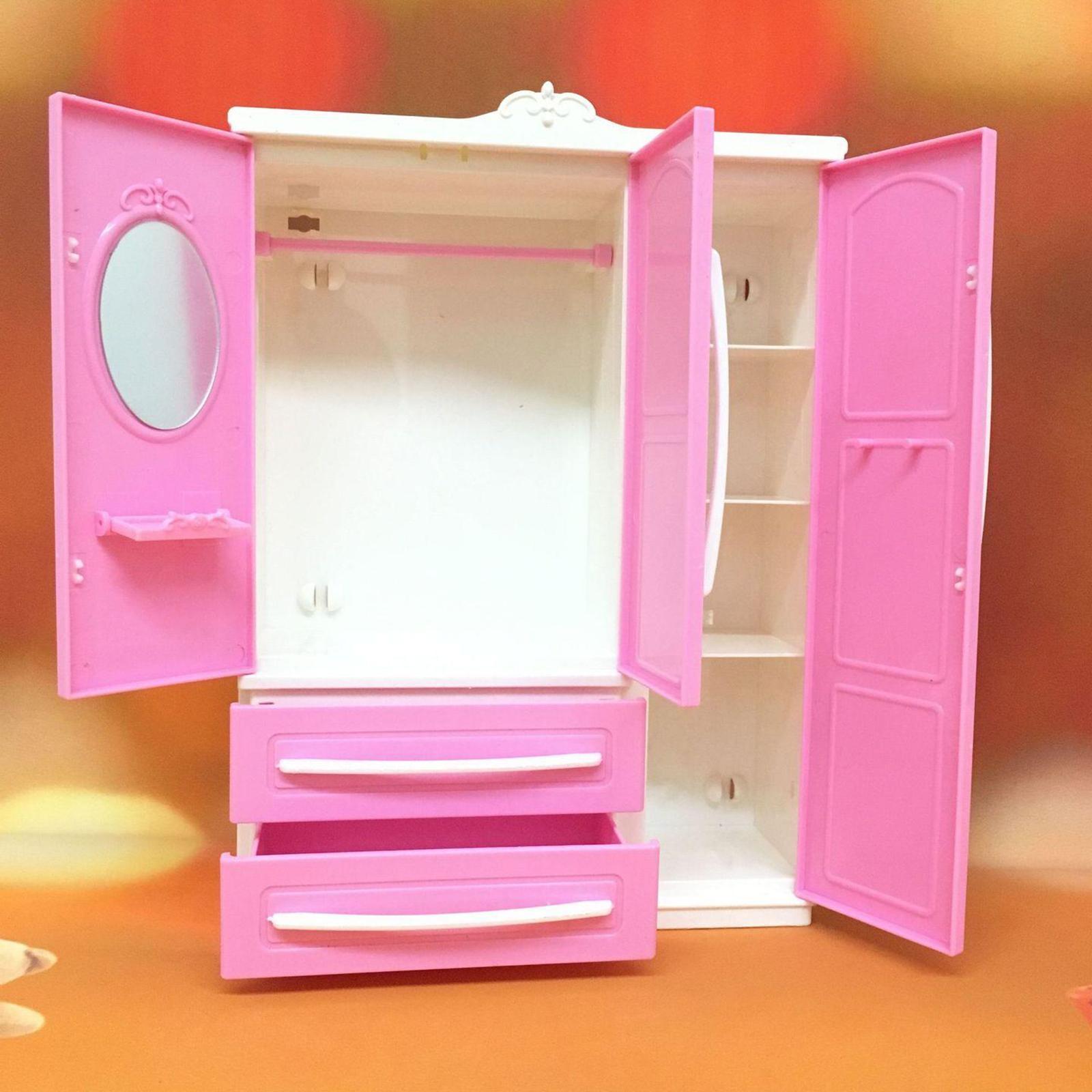 Miniature Wardrobe Closet  Dolls House Bedroom Furniture Accessory Pink
