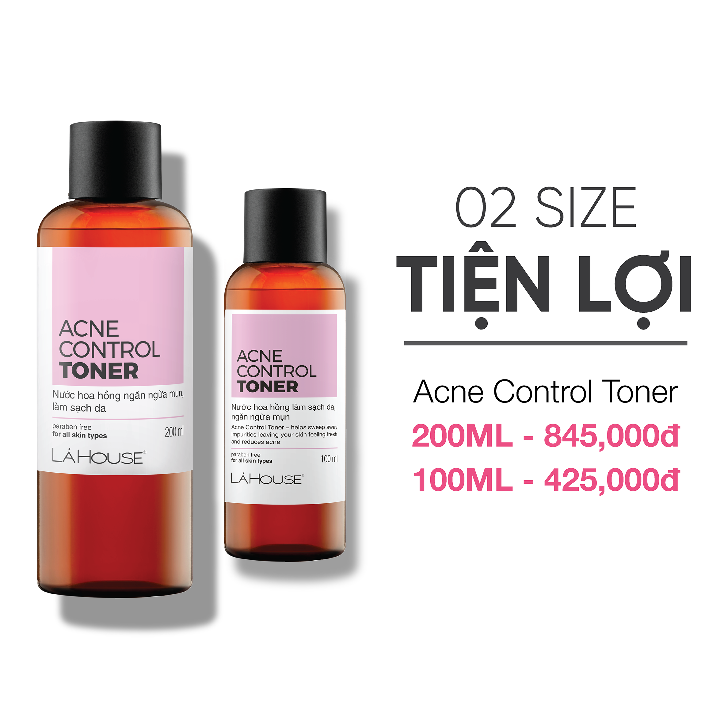 Nước hoa hồng giúp ngăn ngừa mụn, giảm nhờn cho da, da mịn màng Lá House Acne Control Toner 100ml/200ml