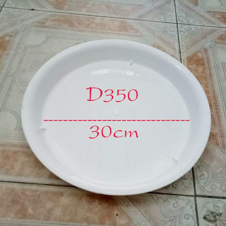 10 Khay Đĩa Nhựa Lót Chậu Trồng Cây Cảnh Màu Trắng D270 Đường Kính Viền 270cm Lọt lòng 23cm