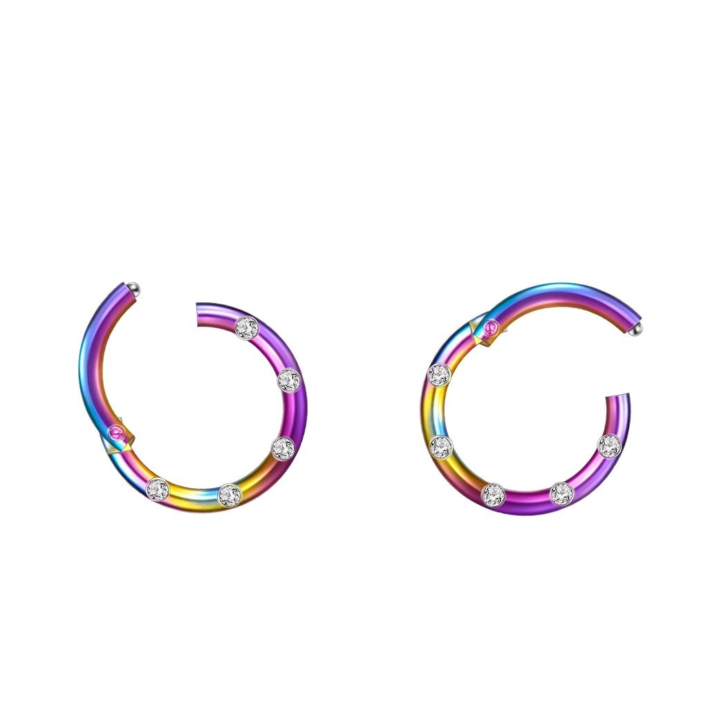 2 Pieces Seamless Hinged Nose Ring with Rhinestone Body Jewelry 16G 1.2x8mm