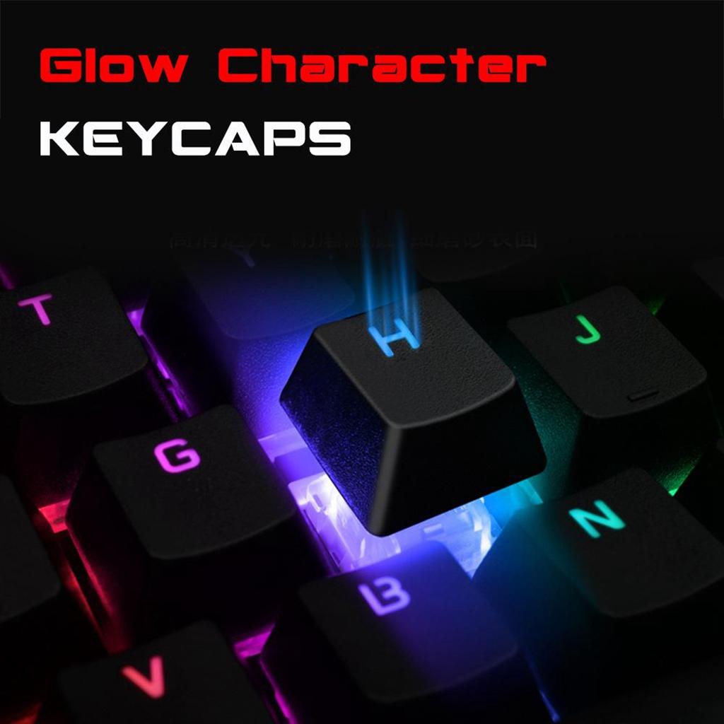 Mechanical Gaming Keyboard 104 Keys RGB Backlit Metal Surface Plate Anti-Ghosting