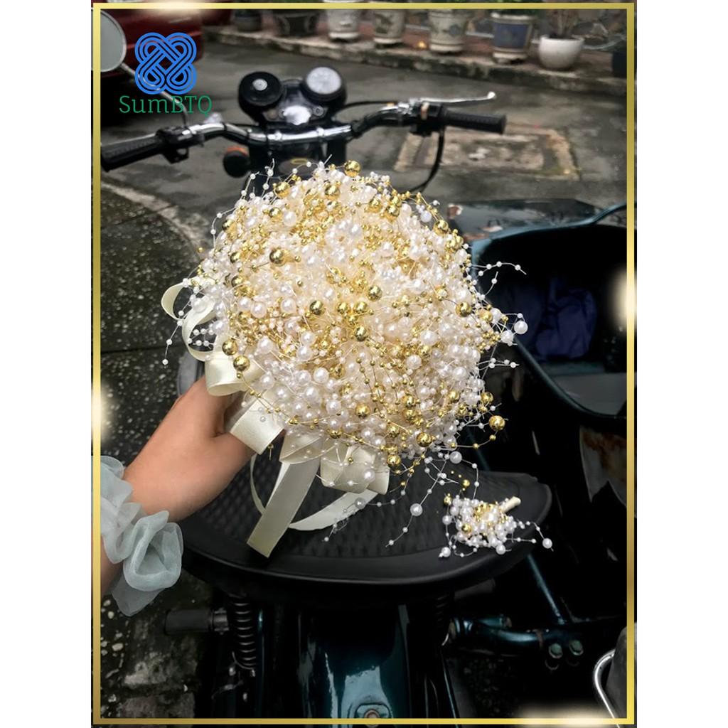 Phụ Kiện Cô Dâu ️ Hoa Cưới Cầm Tay Cô Dâu Kết Cườm