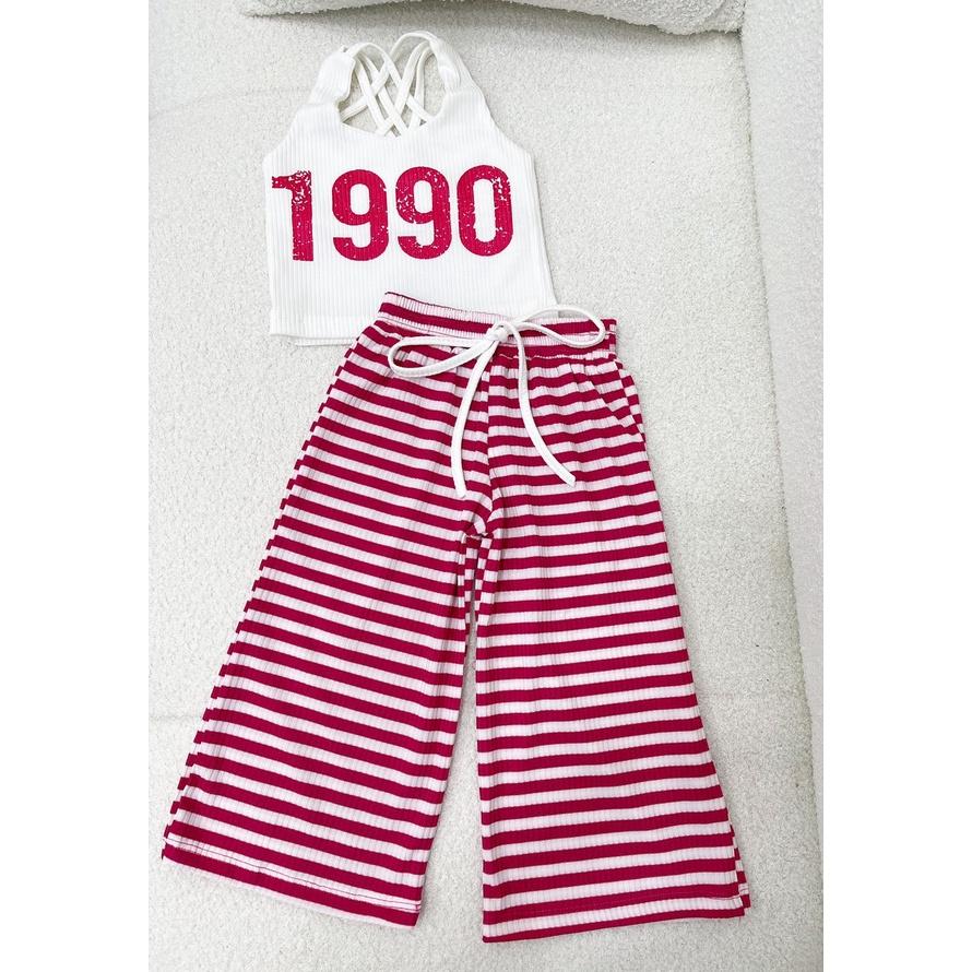 Quần áo bé gái, set đồ bộ cho bé gái quần ống suông phối áo croptop ba lỗ đan dây từ 20-40kg hàng thiết kế cao cấp
