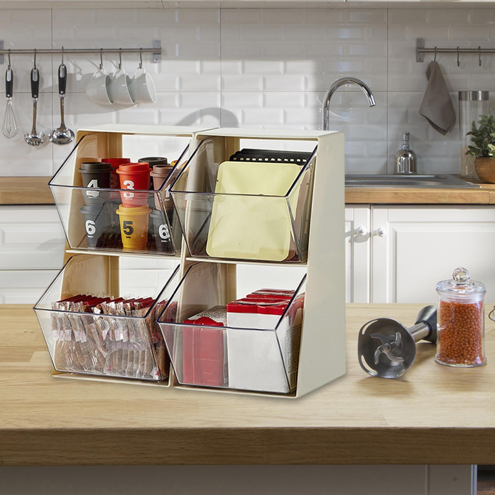 Tea Bags Organizer Divided Container Multifunctional for Kitchen Cabinets