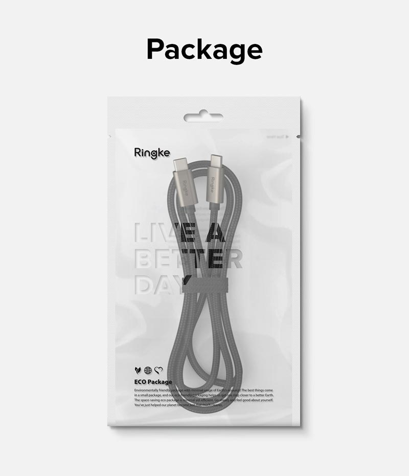 Cáp sạc nhanh cho điện thoại/laptop/tablet RINGKE Fast Charging Basic Cable C-to-C - Hàng Chính Hãng