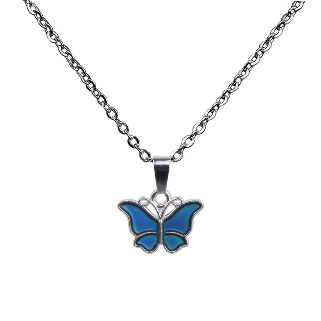 5 Pieces Butterfly Pendant Mood Color Change Pendant Necklace