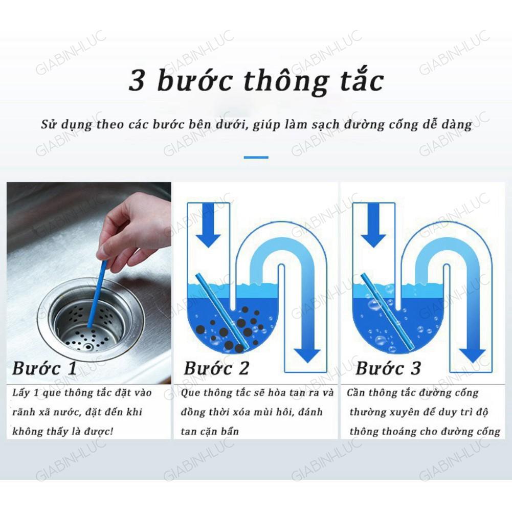 Bộ 12 Que Thông Tắc Đường Ống Nghẹt Bồn Rửa Chén Bát Tay Mặt Sani Sticks Tiện Lợi