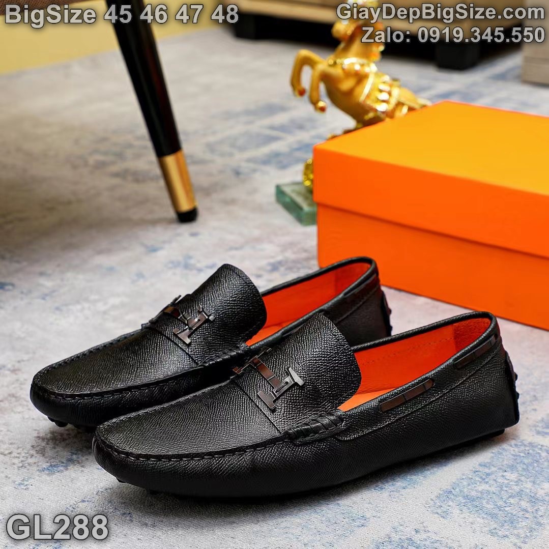 Giày mọi da đóng thủ công, giày lười cỡ lớn 45 46 47 48 cho nam cao to chân ú bè. Big size handmade loafer for wide feet