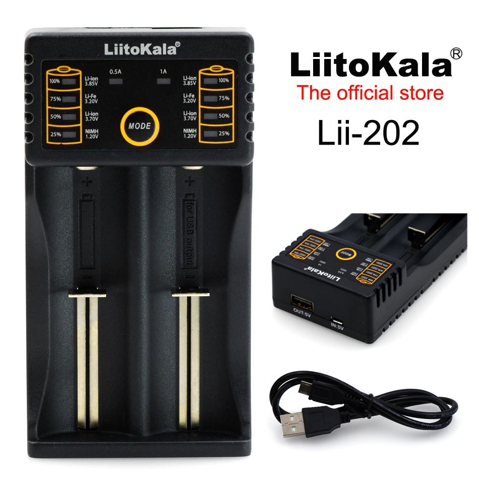 Liitokala Lii-202 1.2V 3.85V 3.7V 3.2V 18650 18350 18500 21700 26700 26650 AA AAA NiMH Sạc Lithium-Pin Sạc Màu sắc: Lii-202 Sạc