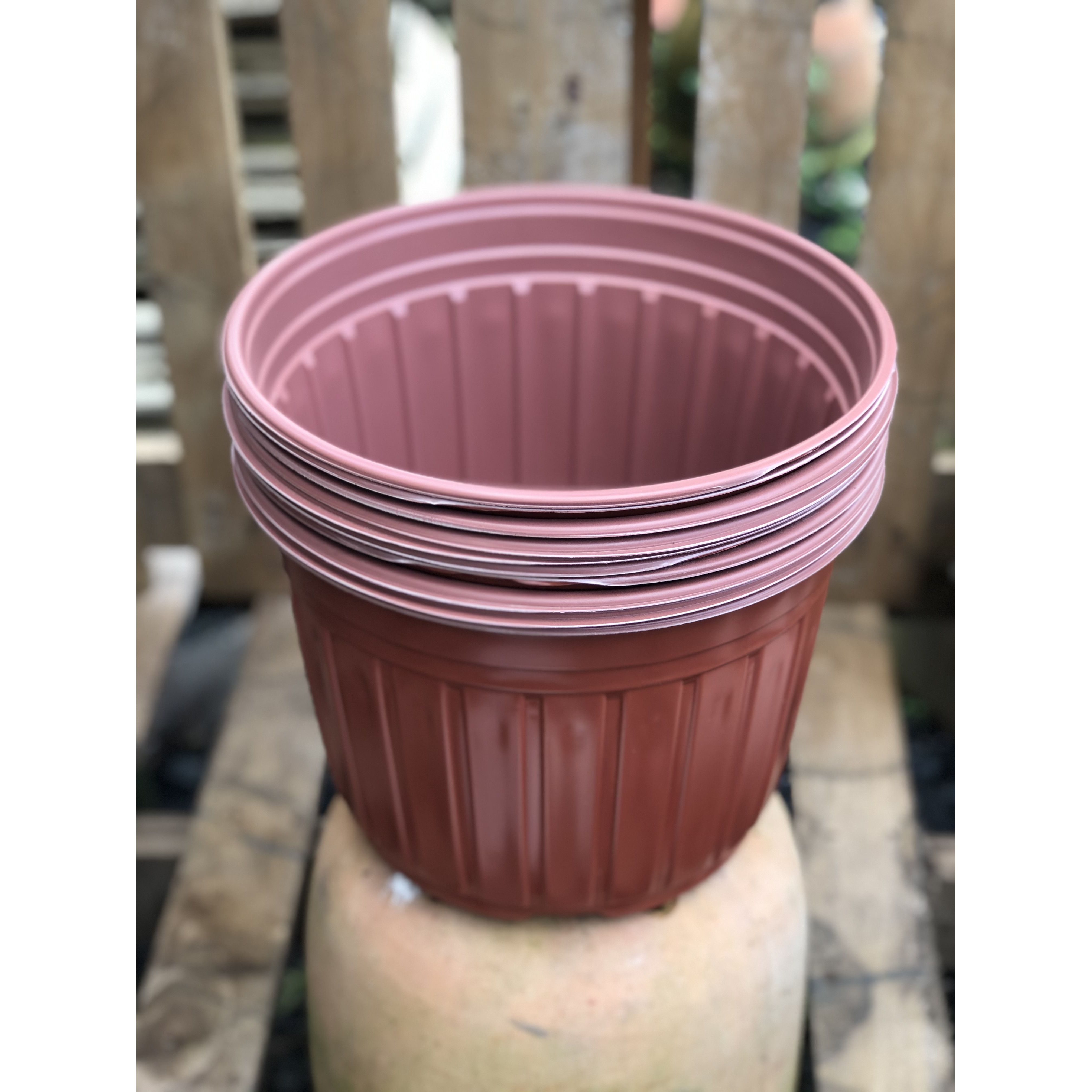Bộ 10 chậu trồng cây màu nâu kích thước fi 300 x 210 mm