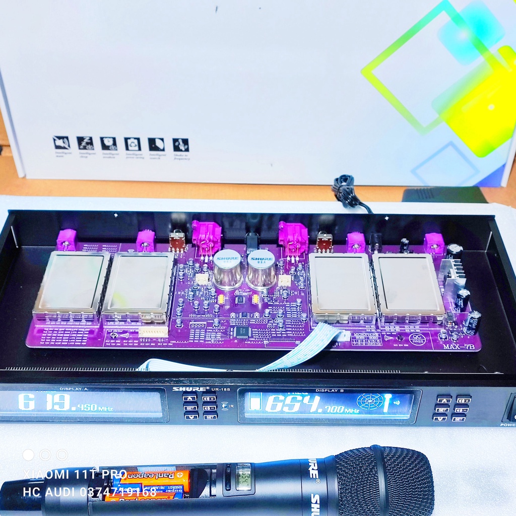 Xả kho lấy tương tác . .. Mic SHURE UR 18S UR18S loại 1 hộp sóng lớn vỉ tím 2 tụ lớn tự ngắt gia tốc dò sóng sạch , bốn