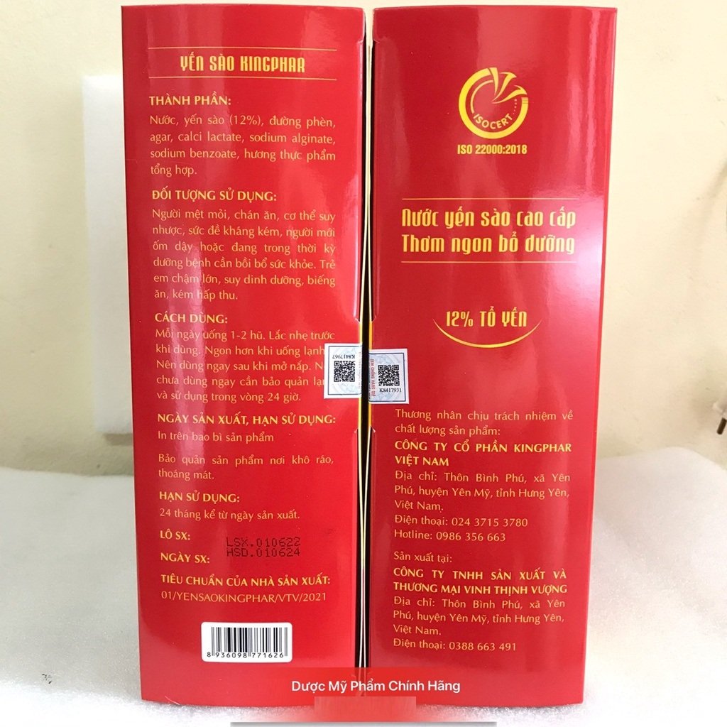 Yến sào Kingphar, hộp 6 hũ x 70ml, bồi bổ sức khoẻ, hạn chế lão hoá