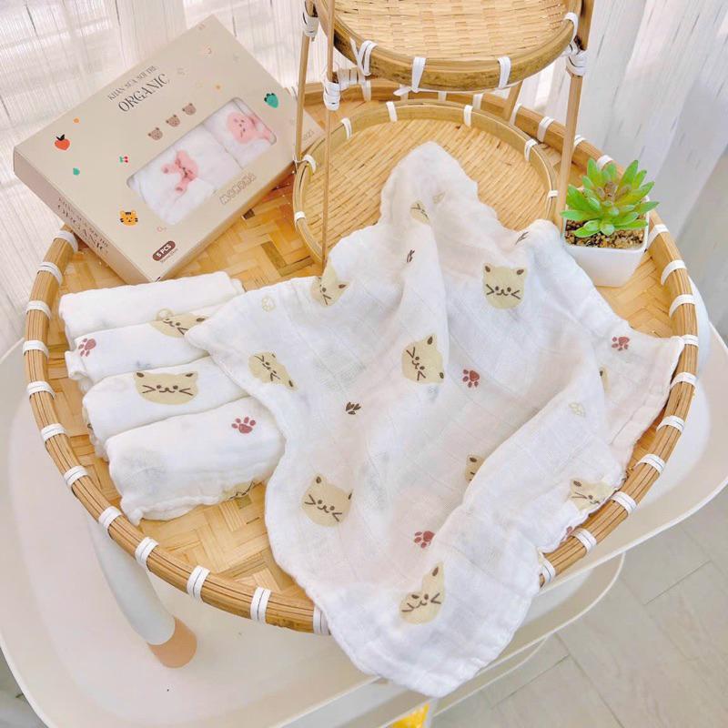 Hộp 5 Khăn Sữa Sợi Tre 4 Lớp Mềm Mại, Thấm Hút Tốt Monona KT 30x30cm
