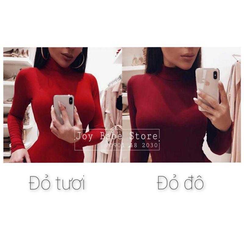 Áo cổ lọ thu đông vải xịn JOY BABE thun co giãn 4 chiều mịn êm, dày vừa ôm body kiểu, cổ trụ trắng Đà Lạt ATOD 3 -3E
