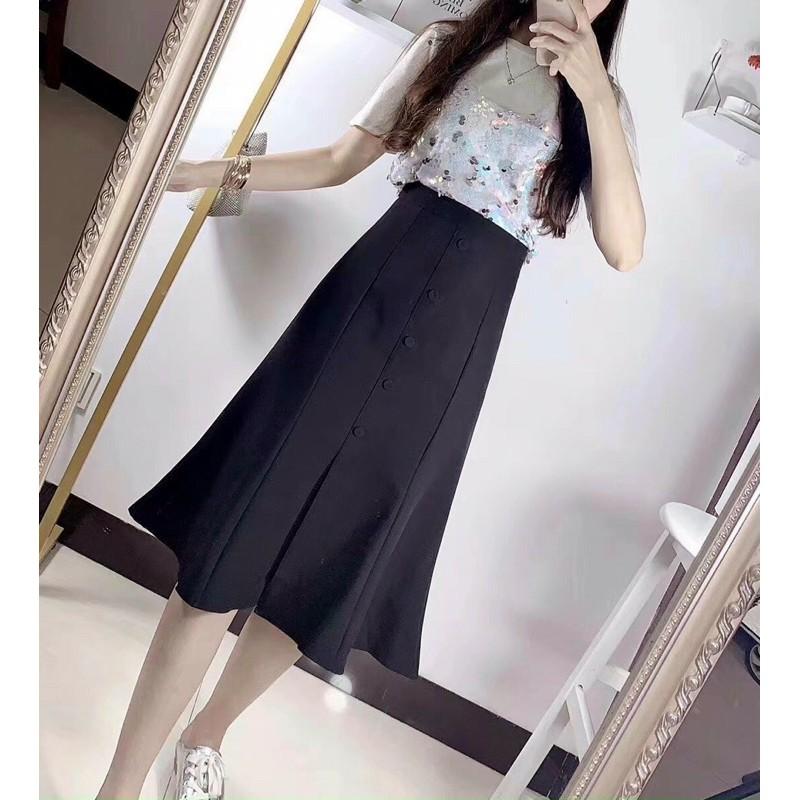 Chân váy vải dáng dài midi QC siêu xinhh