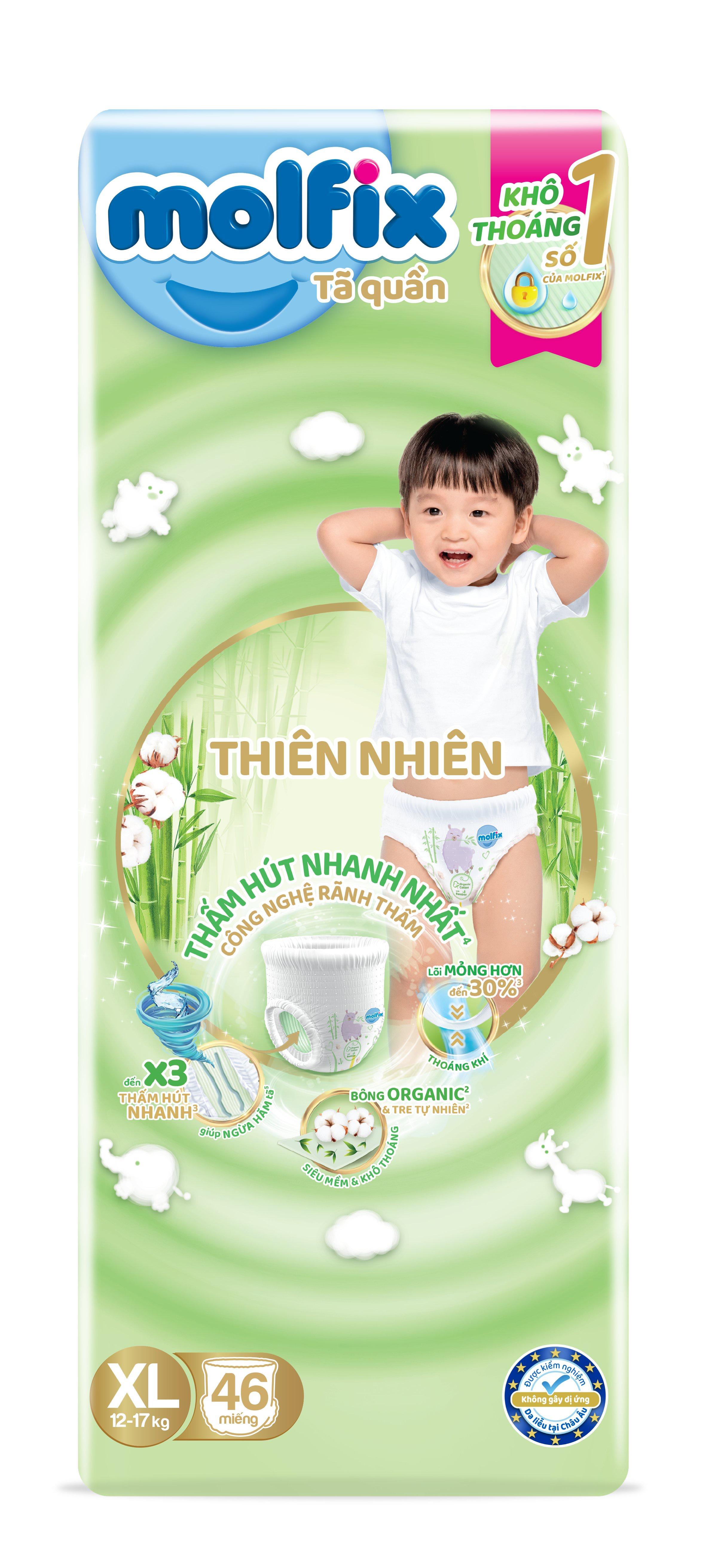 Tã/bỉm quần Molfix Thiên nhiên Super Jumbo XL (12kg - 17kg) - Gói 46 miếng