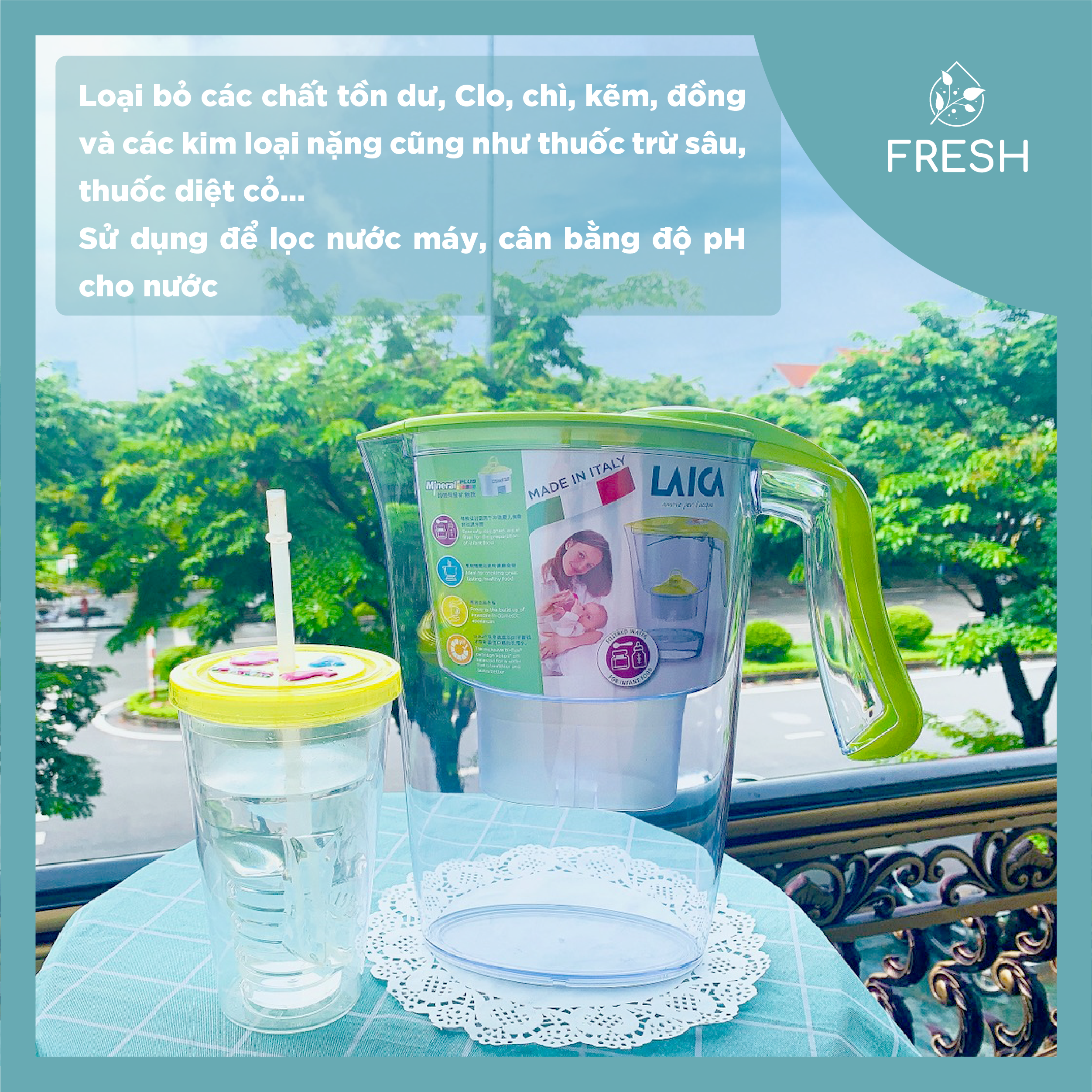 Bình Lọc Nước Gia Đình Cao Cấp LAI CA Than Hoạt Tính - FRESH OFFICIAL