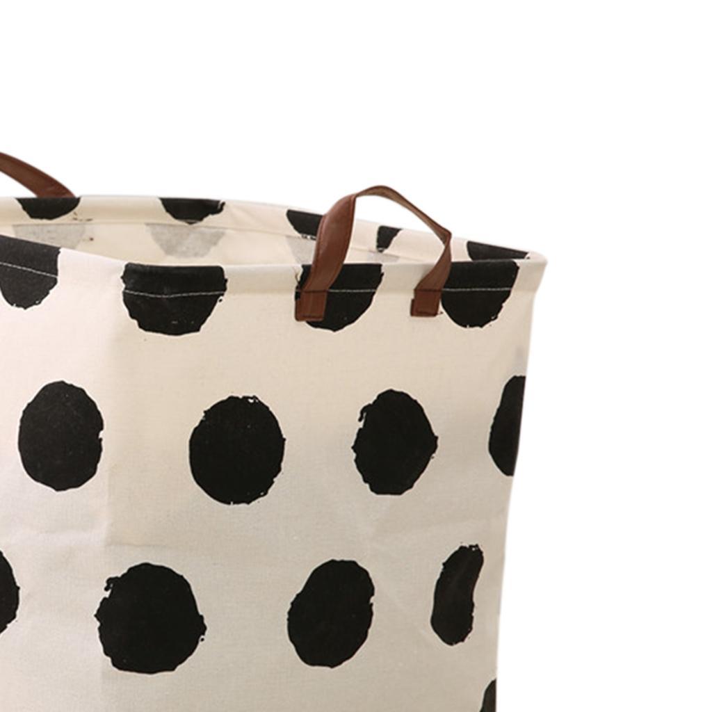 2x Folding Laundry Hamper Makeup Storage Basket for Home Office-Dots