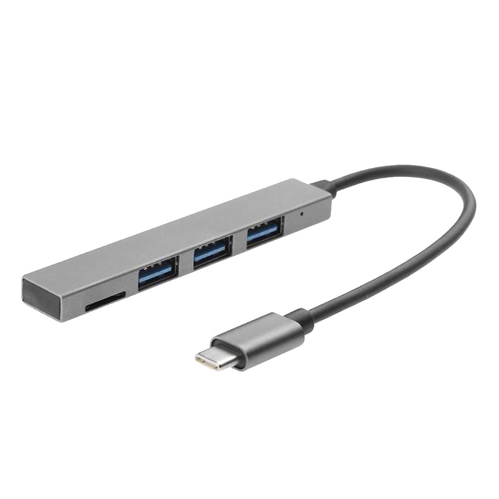 4 in 1 UBS 3.1 Type-C to USB 2.0 with SD Card Reader HUB OTG Adapter Cable,Gray