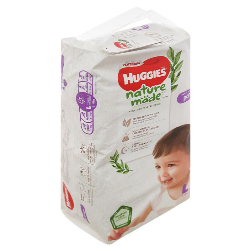 Tã quần Huggies Platinum natural made size L 44 miếng (cho bé 9 - 14kg)