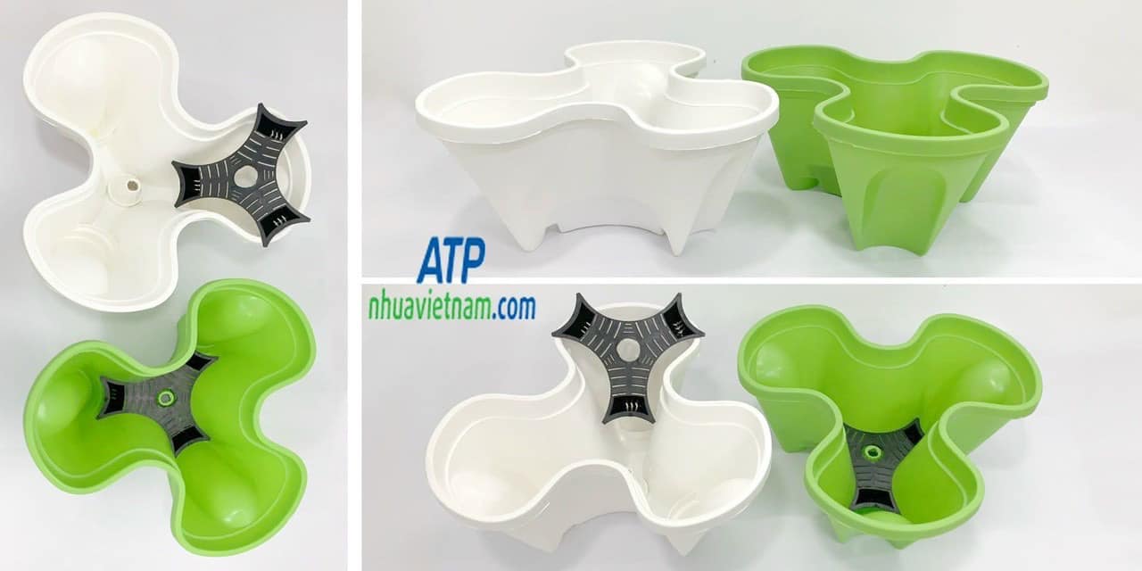Chậu nhựa lắp ráp 6 tầng hình THÁP loại 3 cánh Trồng Rau Sạch - Cây ăn trái - Hoa kiểng