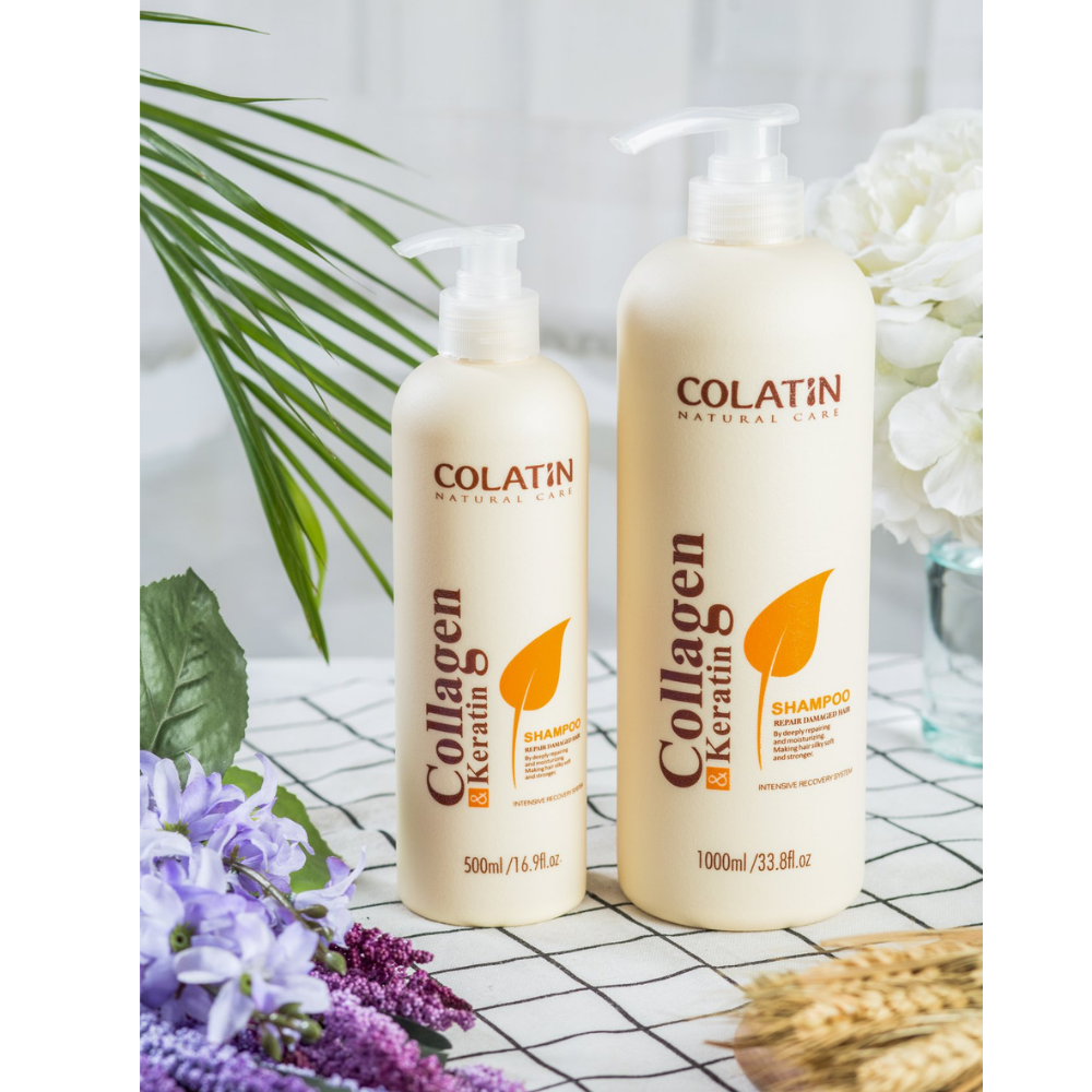 Bộ dầu gội xả dưỡng chất tơ tằm Collagen COLATIN Shampoo &amp; Conditioner 1000ml