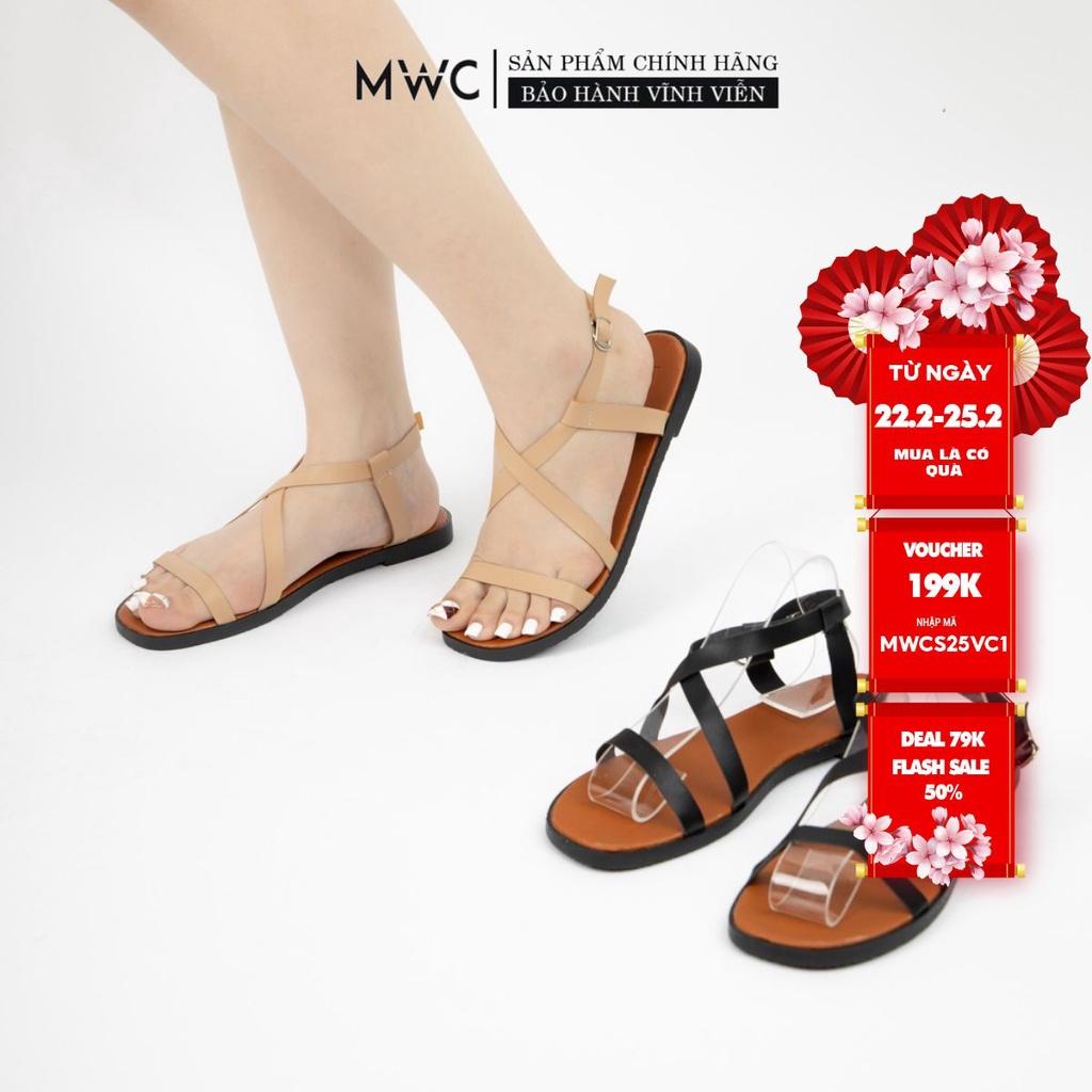 Giày Sandal Nữ thời trang MWC sandal quai chéo cách điệu xinh xắn siêu xinh NUSD- 2876