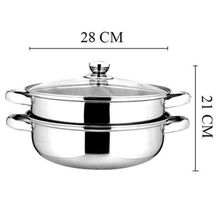 Nồi hấp 2 tầng inox size 28cm