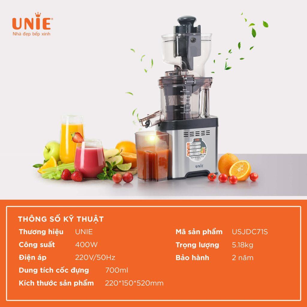 Máy ép chậm UNIE USJDC71S công suất 400W, Ép kiệt bá lọc giữ trọn dinh dưỡng-hàng chính hãng Bảo hành 2 năm