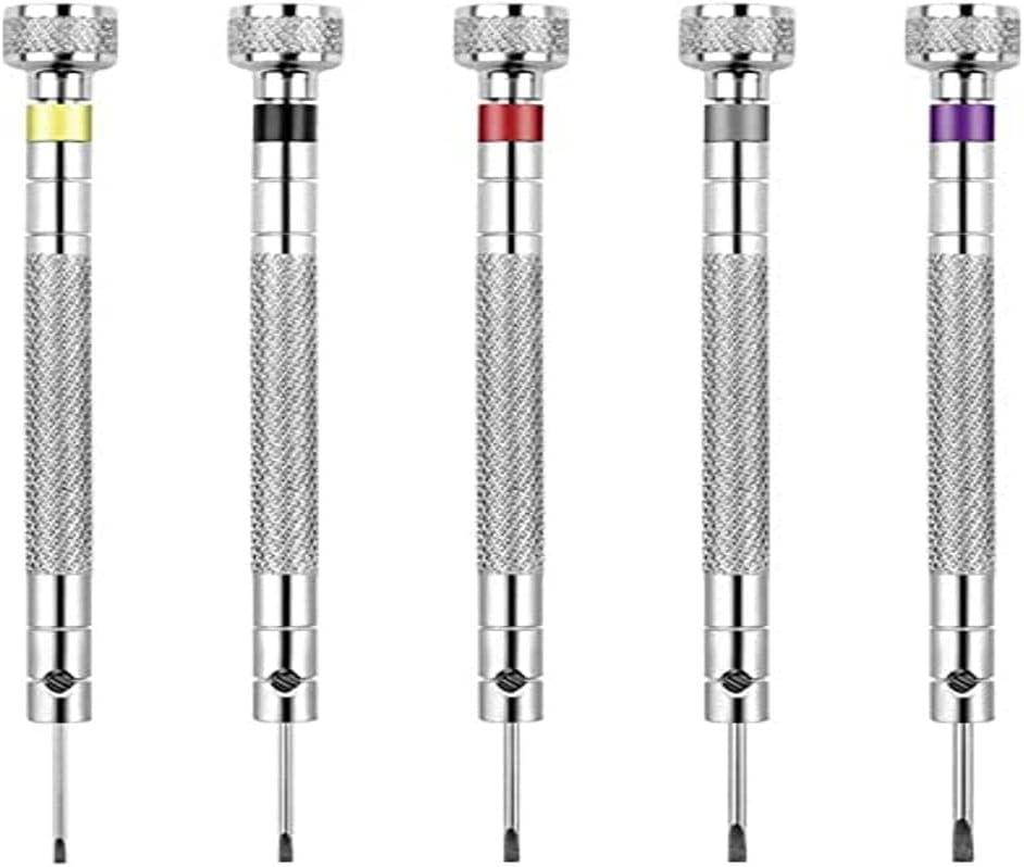 Bộ 5 vít chính xác cho thợ làm đồng hồ - lưỡi dao đảo ngược - để sửa chữa đồng hồ, kính, trang sức,