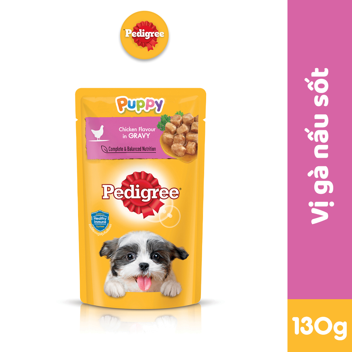 [Quà tặng] Thức ăn chó con dạng sốt Pedigree vị gà rau củ 130g