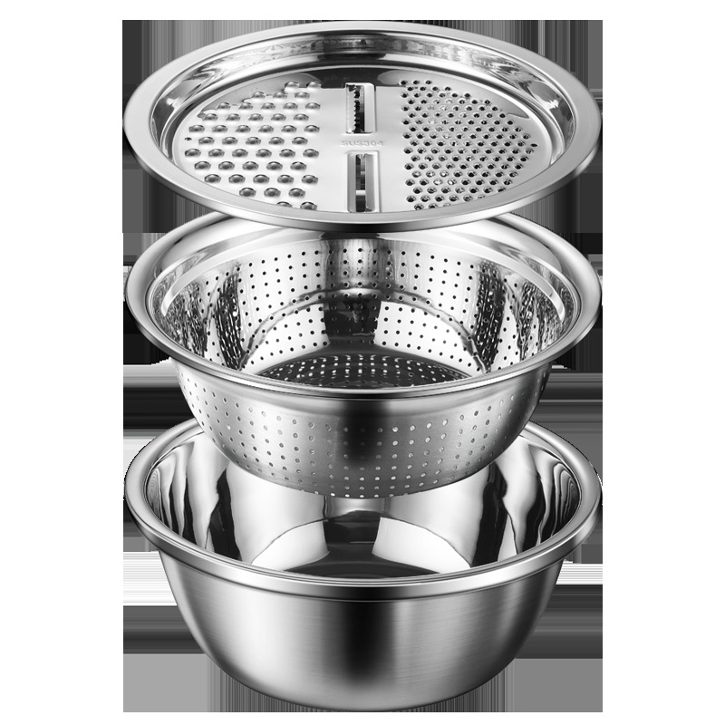 Bộ Rổ Chậu Inox Nạo Rau Củ Quả Đa Năng