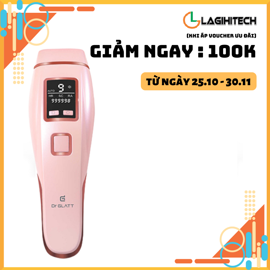 Máy triệt lông và trẻ hóa da IPL PRO, 3 trong 1, hàng chính hãng Dr Glatt, thương hiệu Đức