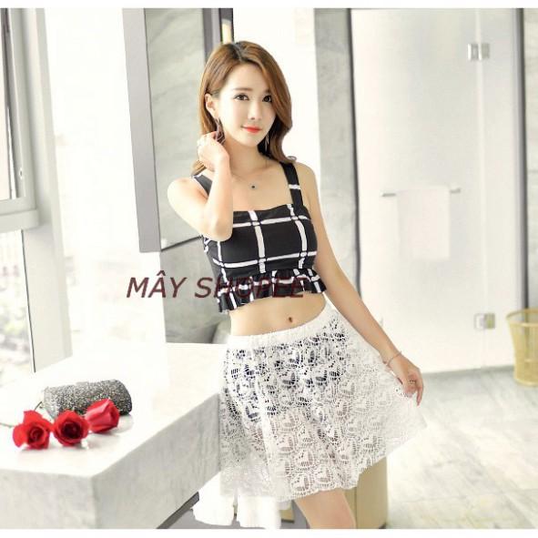 freeship Đồ Bơi 2 Mảnh Kèm Váy Ren AT054 (Bikini Đồ Bơi)