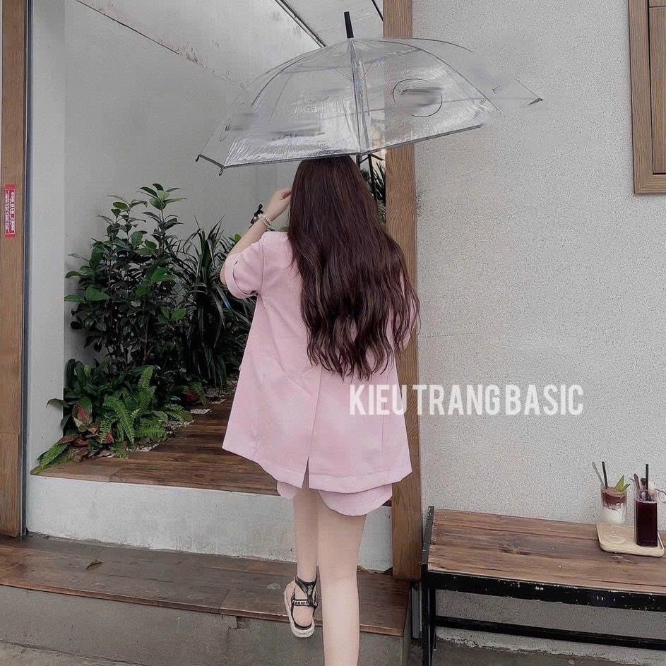 ÁO KHOÁC BLAZER / VEST NỮ PASTEL TAY LỬNG RỘNG SUÔNG TRƠN + QUẦN NGẮN GIẢ VÁY LƯNG CAO ỐNG RỘNG SHORTS + ÁO DÂY CROPTOP ĐI TIỆC ĐI LÀM CÔNG SỞ ĐI CHƠI DẠO PHỐ