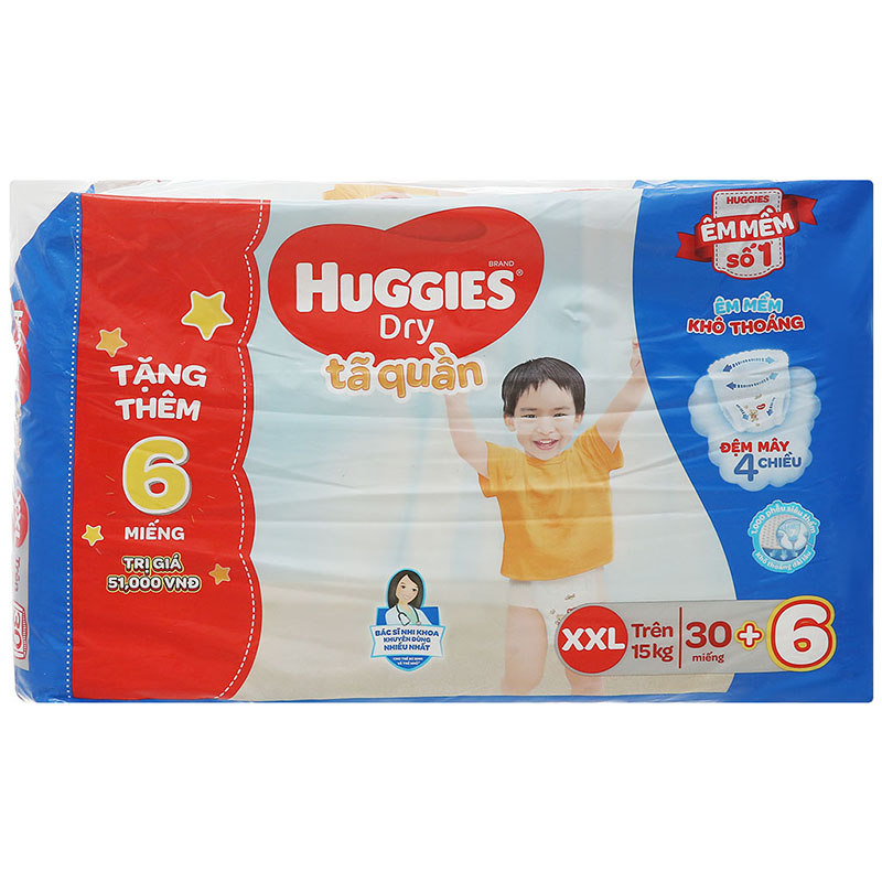 Tã quần Huggies size XXL 30 miếng (cho bé trên 15kg)