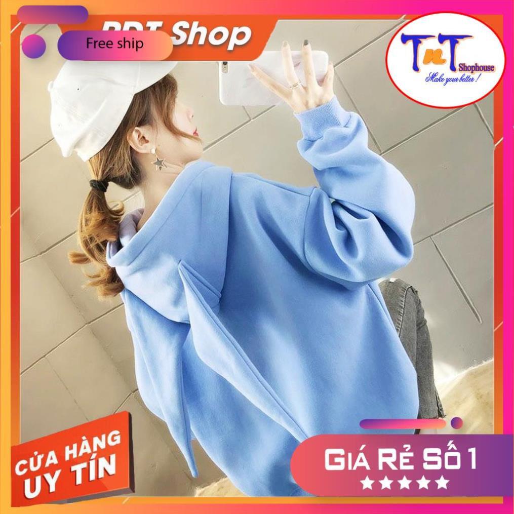 KN03  ÁO KHOÁC NỈ HOODIE  NÓN PHỐI TAI THỎ THỜI TRANG, NĂNG ĐỘNG CÁ TÍNH, CHÓNG BỤI, TIA UV TỐT