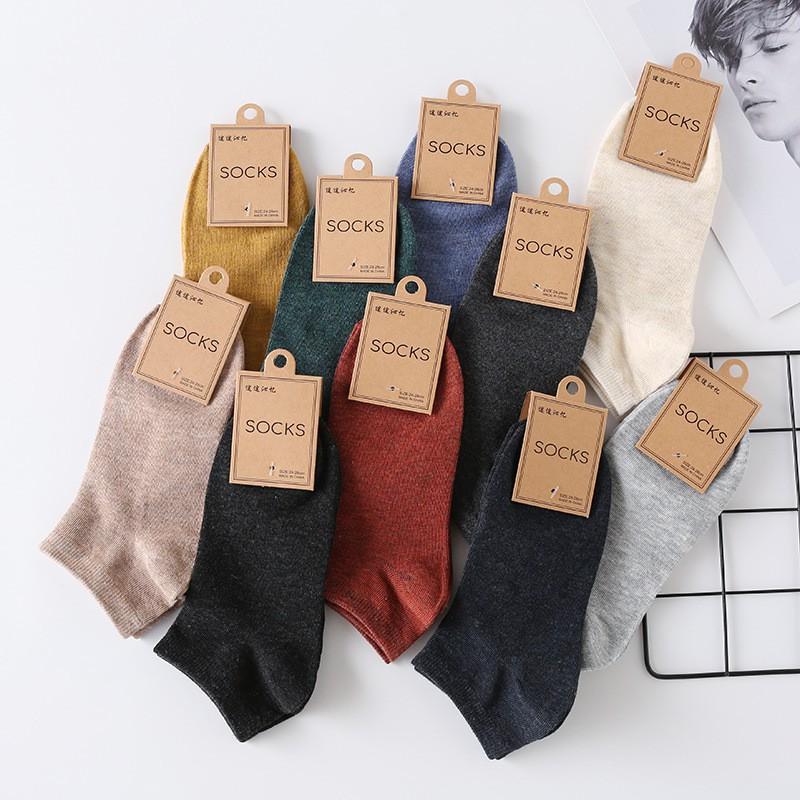 COMBO 5 Tất cổ ngắn dệt kim mầu Vintage unisex chống hôi chân T/142