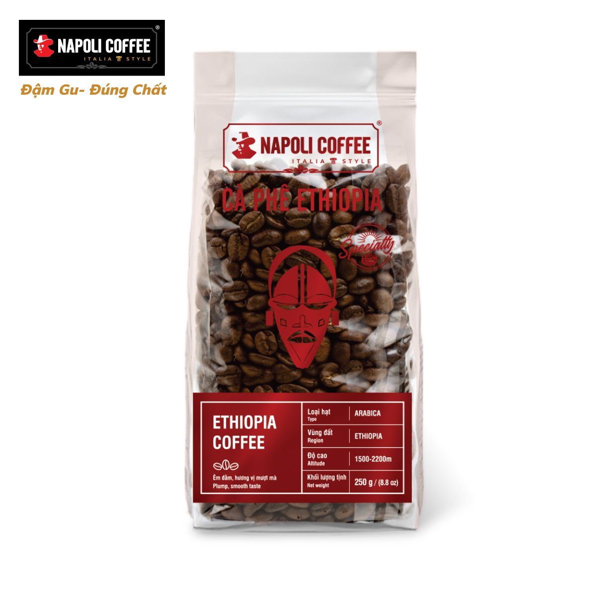 Cà Phê Arabica ETHIOPIA Rang Nguyên Hạt  - Chua Thanh, Hương Thảo Mộc - Dùng Pha Máy Hoặc Phin Cao Cấp 250g/túi