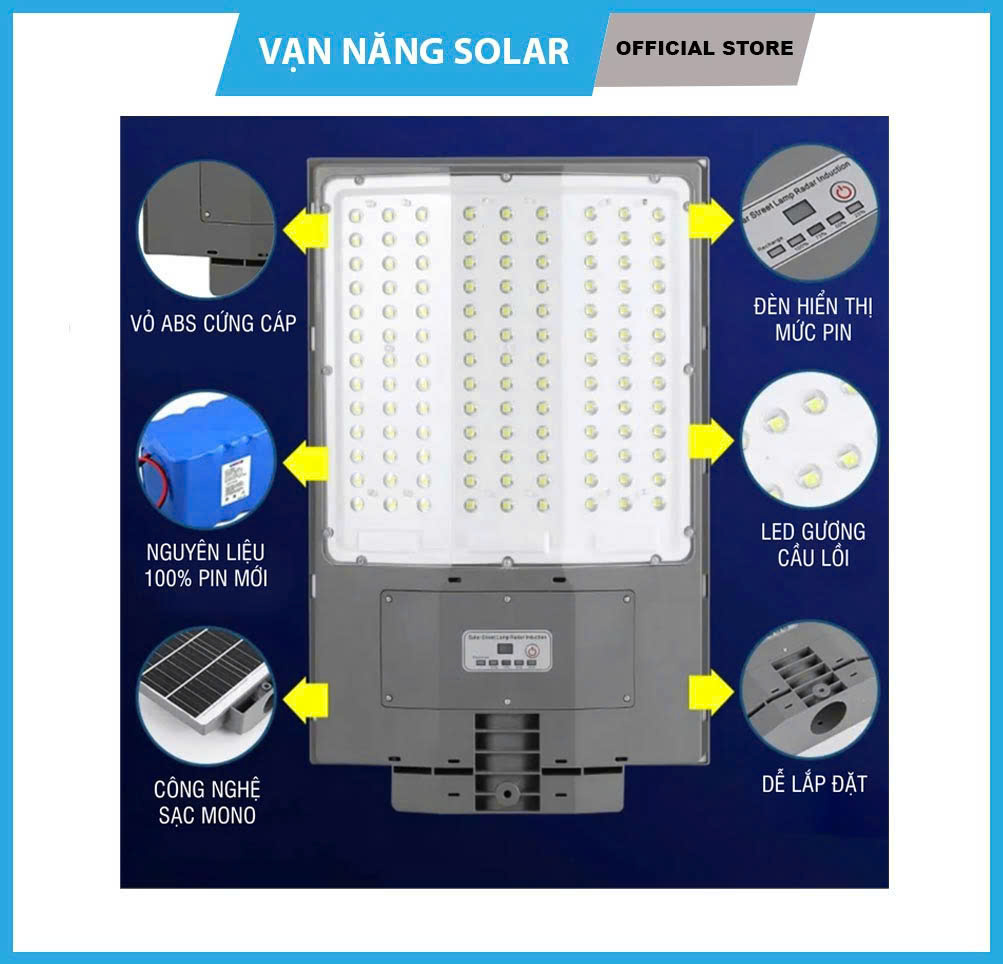 Đèn đường năng lượng mặt trời 3 mặt 400W