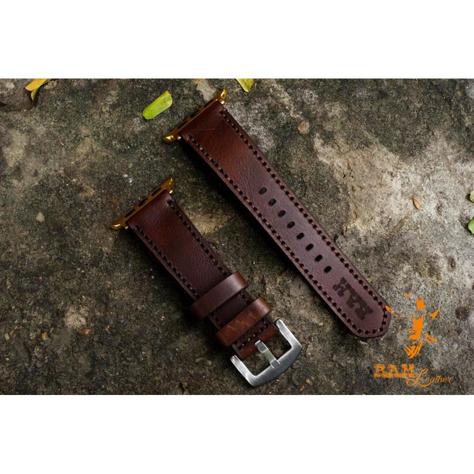 DÂY APPLE WATCH DA BÒ NÂU MẬN – RAM CLASSIC 1981ĐỦ SIZE APPLE WATCH 38/40, 42/44