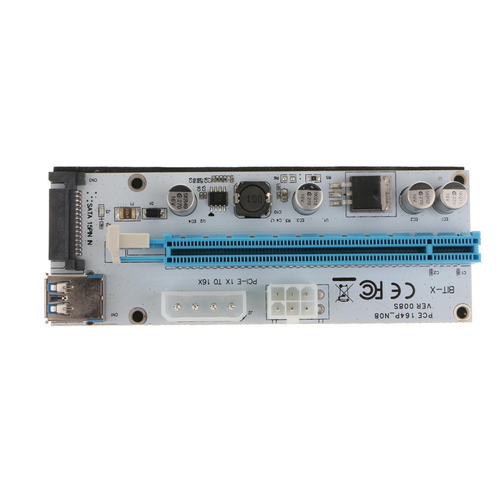 008S PCI-E Express 1x to16x Extender Riser Card Adapter with USB3.0 Cable