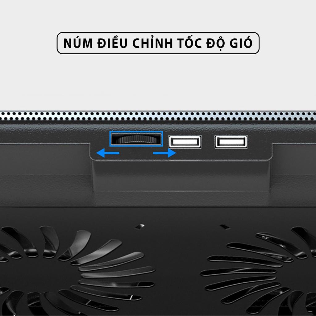 Đế tản nhiệt laptop máy tính bảng Q100 làm mát nhanh đèn led gaming quạt chống ồn 4 mức chỉnh độ cao phiên bản cao cấp 2022