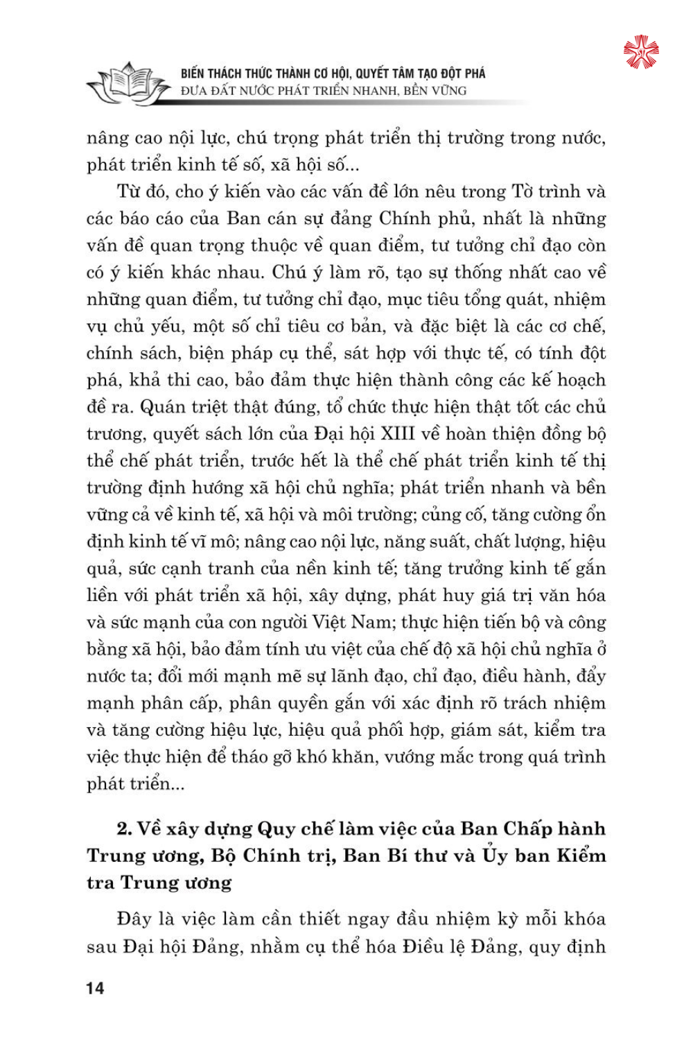 Biến thách thức thành cơ hội. Quyết tâm đột phá đưa đất nước phát triển nhanh, bền vững (bản in 2024)