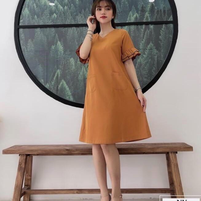Vaý bầu thiết kế dáng xuông A tay bèo
