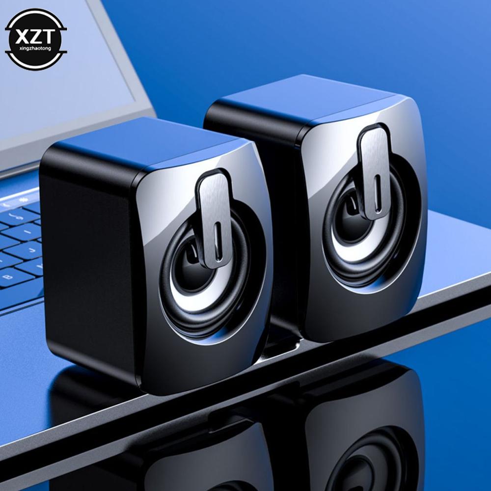 1Pair PC Máy tính loa Hộp âm thanh cho PC Hifi âm thanh nổi Micrô USB có dây với đèn LED cho máy tính để bàn Color: black- glowing