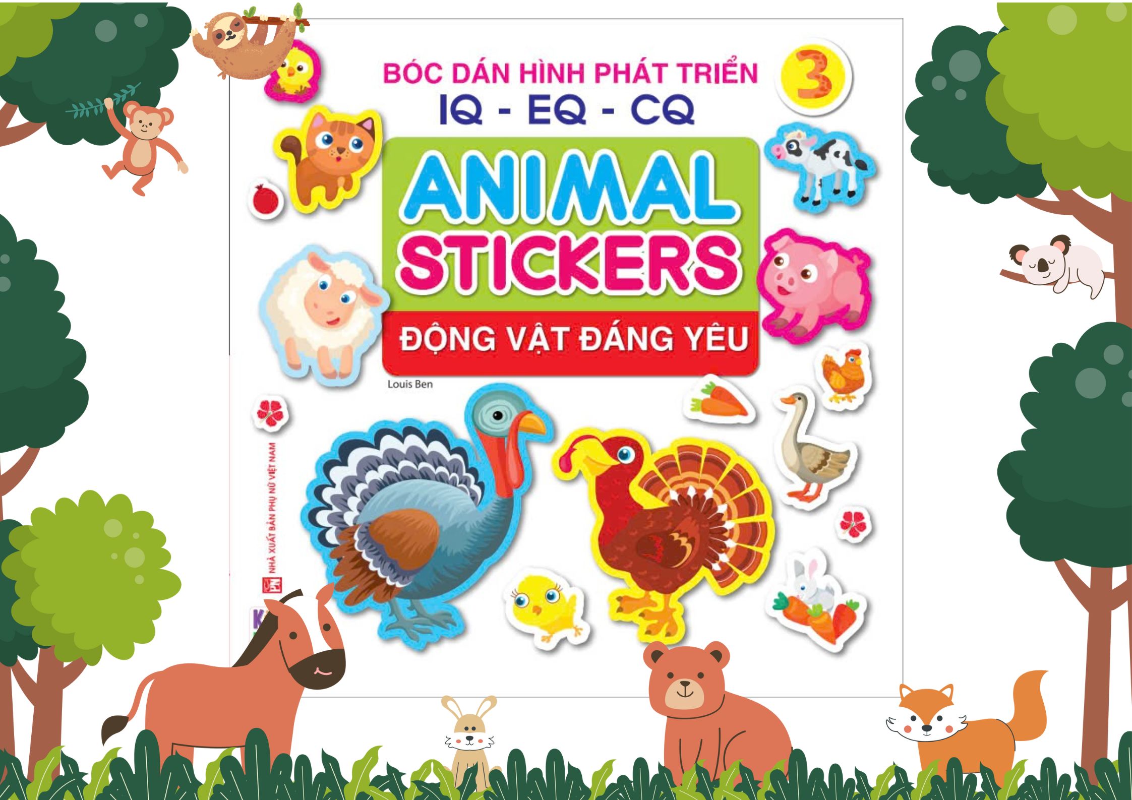 Sách ANIMAL STICKER - Động vật đáng yêu - Bóc dán hình phát triển IQ-EQ-CQ