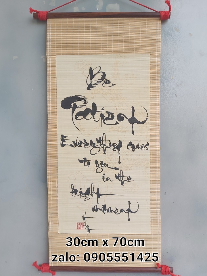 Mành tre thư pháp tiếng ANH. Quà tặng sinh nhật, khai trương,tân gia. Quà biếu tết.Tranh trang trí tết, nhà cửa.Thư pháp