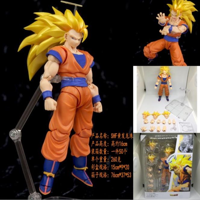 Mô hình khớp Dragon Ball Goku Super Saiyan 3 tóc vàng xấp xỉ 16cm